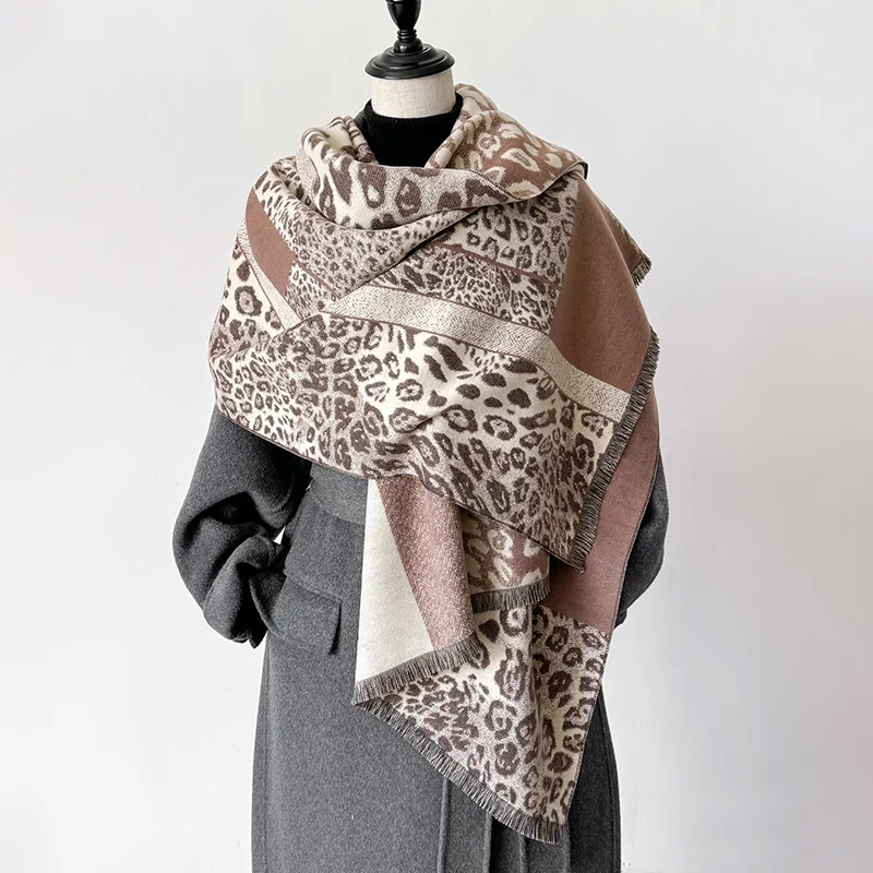 Bufandas de Cachemira Jacquard de dos caras para mujer, chal grueso de alta calidad, Pashmina de lana para mujer, último diseño, invierno, 2024