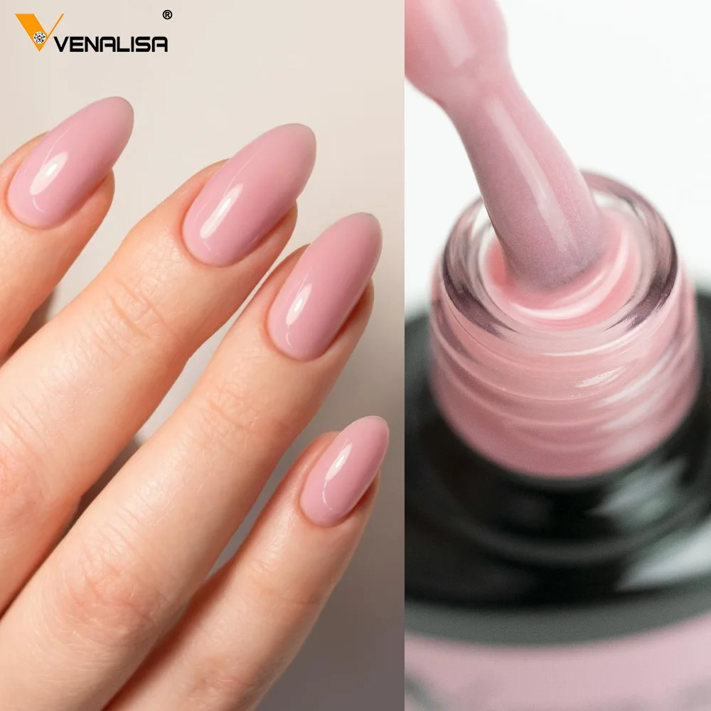 Venalisa Color Rubber Base Coat Jelly Pink Nail Polish 7.5ml Soak Off UV LED Natural Nude Soft Consistency Pastel Nail Manicure