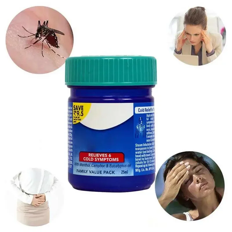 Blue Cold Headache Relief Ointment Cool Mint Cream Itching Nasal Congestion Anti-heatstroke Anti-mosquito Menthol Essential Balm