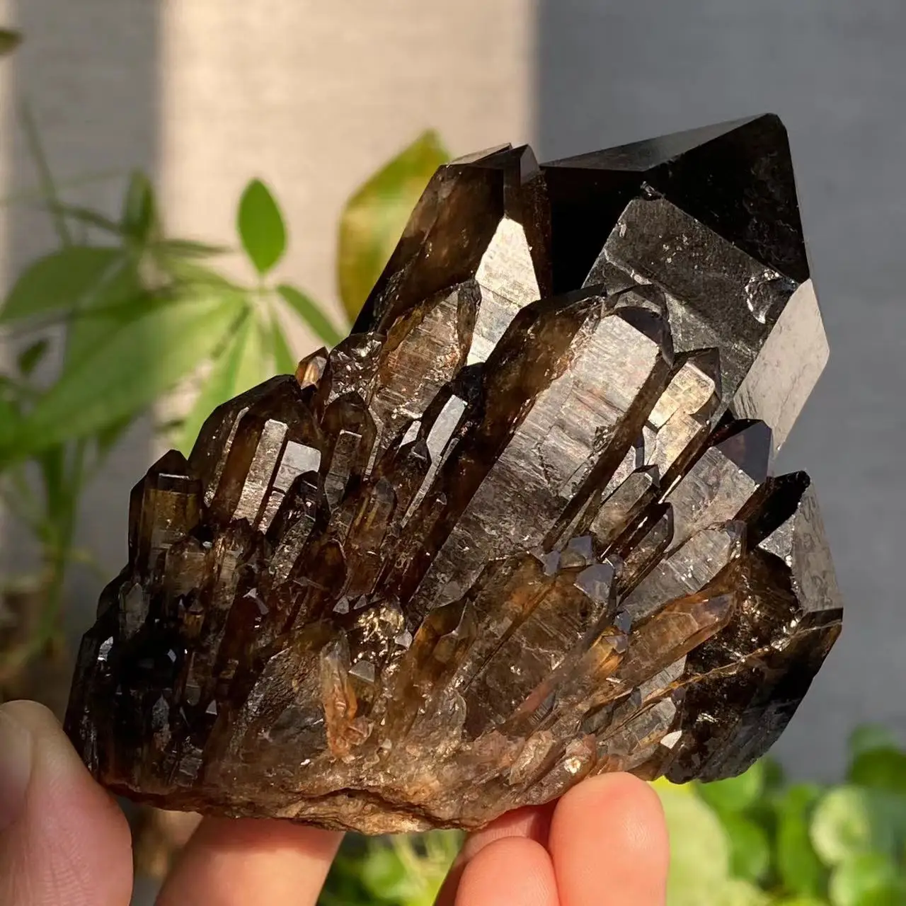 Natural Black & Smoky Quartz Clusters, Brazil Pineapple Castle Raw Crystal, Lucky Ornament for Home Office Desk Decoration
