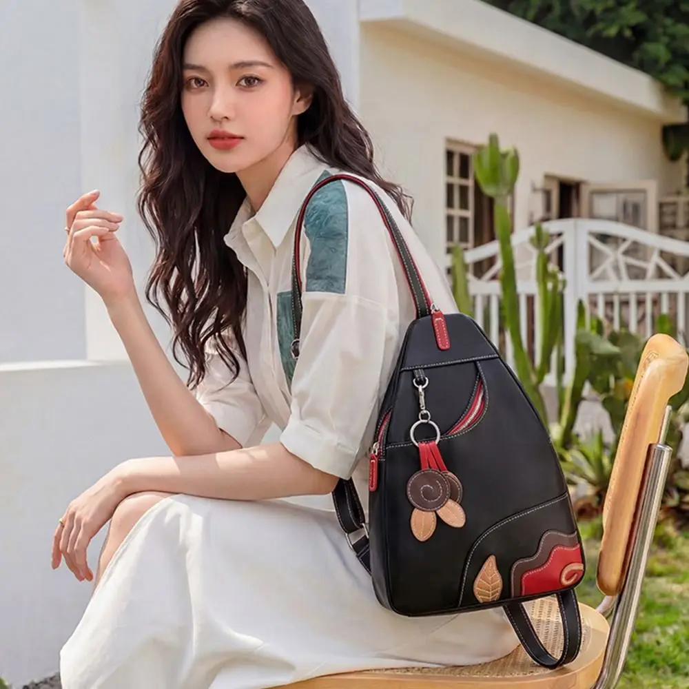 Casual Nylon Women's Backpack Lightweight Water Resistant Fashion Backpack Zipper Multi Compartment Chest Bag Work Use