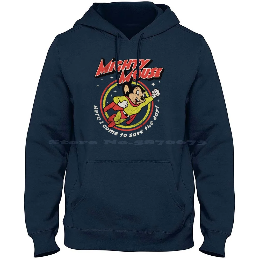 Mighty Mouse Worn 100% Pure Cotton Hoodie Tshirt Cartoons Comicbook Comic Books Here I Come Superheroes Mighty Mouse Comic Old