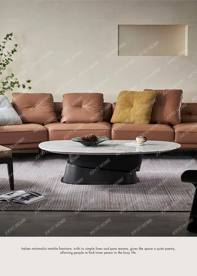 

HMJ66 Minimalist Marble Light Luxury Square Coffee Table New High-end Luxury Stone Coffee Table Combination New