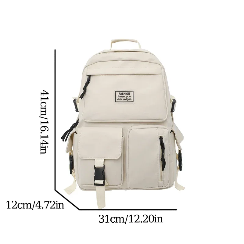 Fashionable And Casual Solid Color Nylon Multi Functional Zipper Large Capacity Student Backpack For Travel And School1