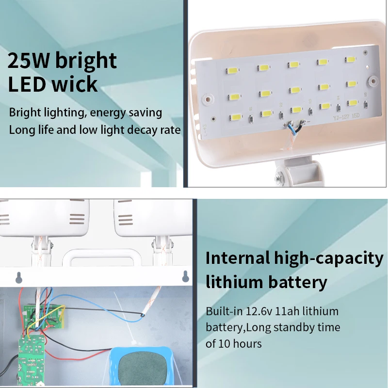 Imagem -06 - Luz de Emergência de Duas Cabeças Iluminação Led Recarregável Falha de Energia Doméstica Acende Automaticamente o Indicador