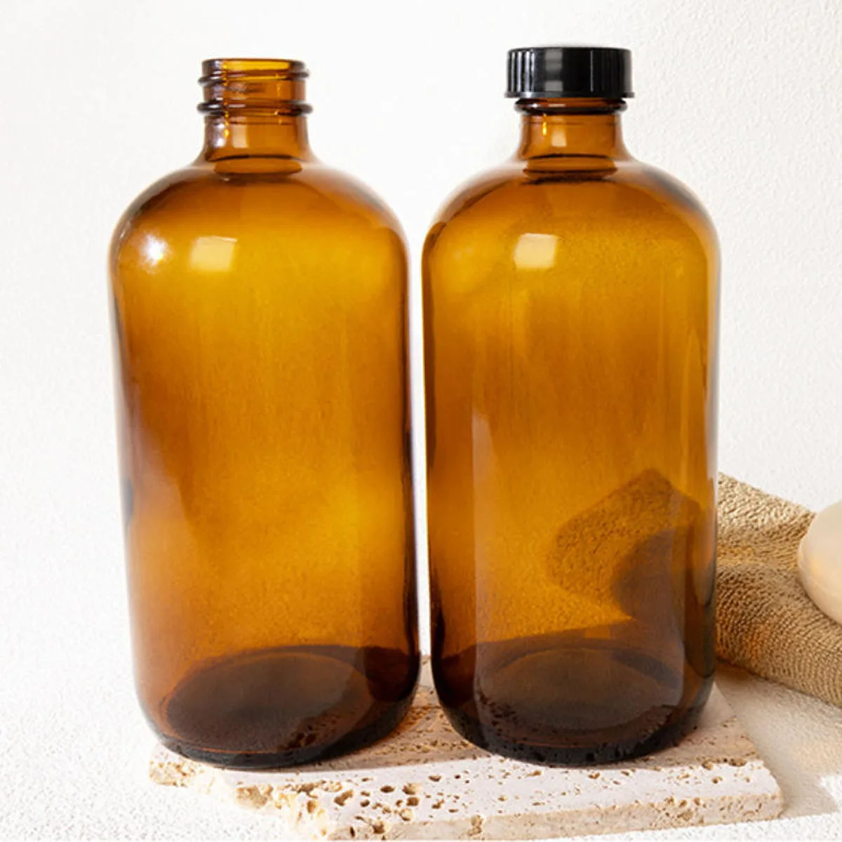 2 حزمة 16 أوقية زجاجات كومبوتشا فارغة مع أغطية غطاء عازل محكم الهواء لتخزين التخمير الثانوي 500 مل #5