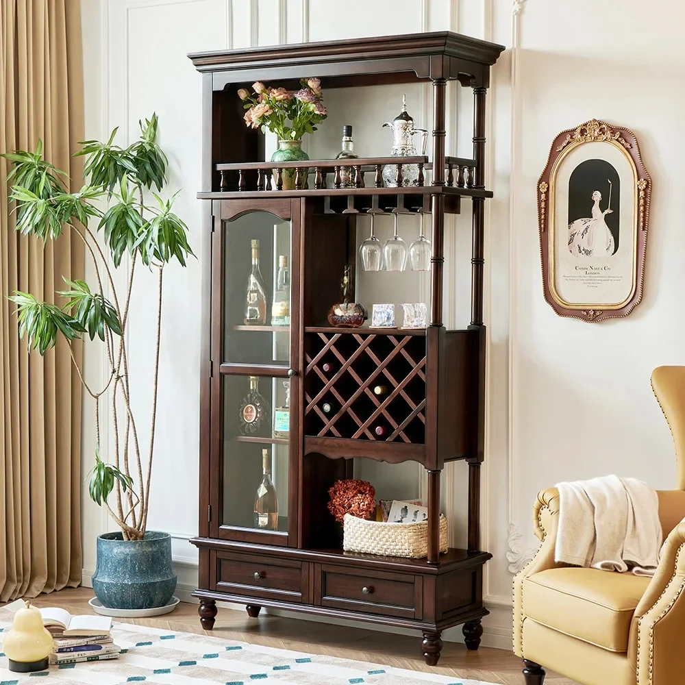 A  American solid wood room cabinet double-sided living room partition entrance decorative wine cabinet