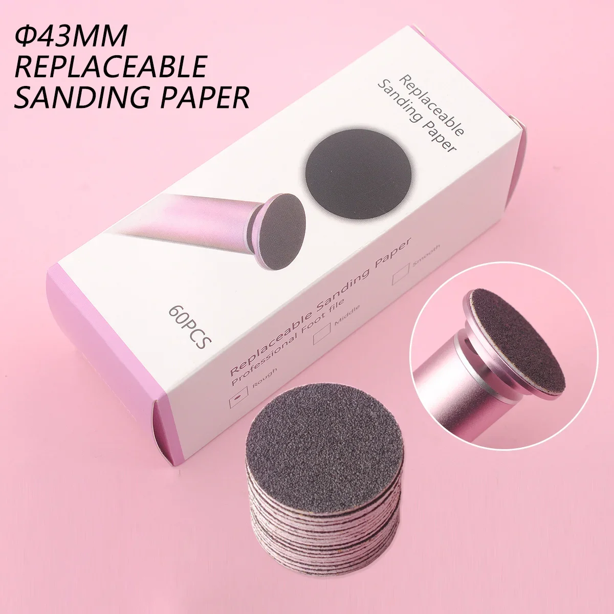 43mm 60pcs/Box Foot Dead Skin Sandpaper For Electric Nail File Cuticle Callus Replaceable Sanding Paper Professional Pedicure