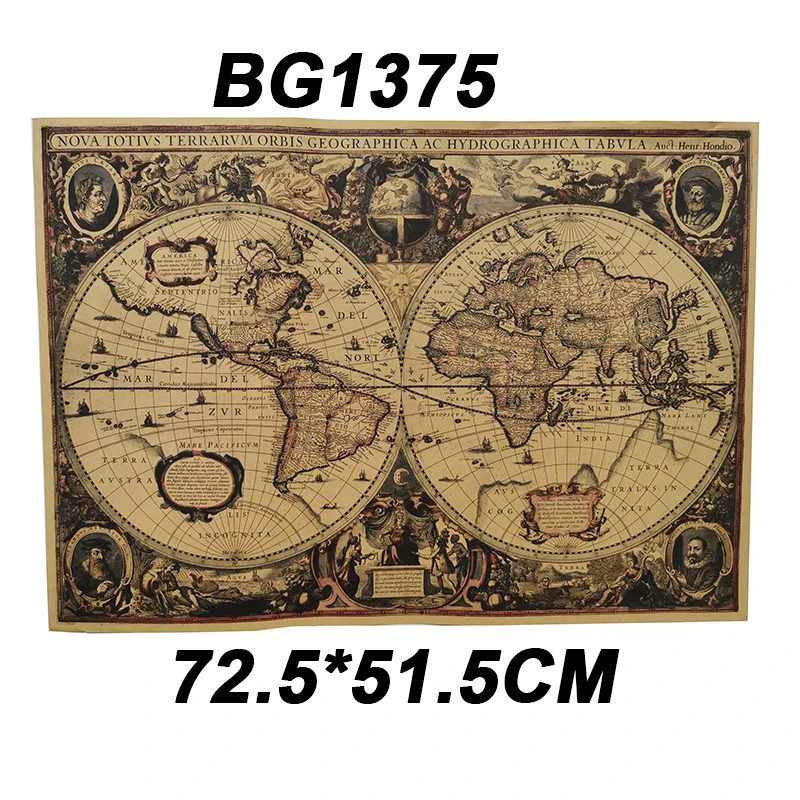 1 Pcs English poster Vintage decoration Student school stylistic teaching geography atlas Science fiction movie treasure map image 4