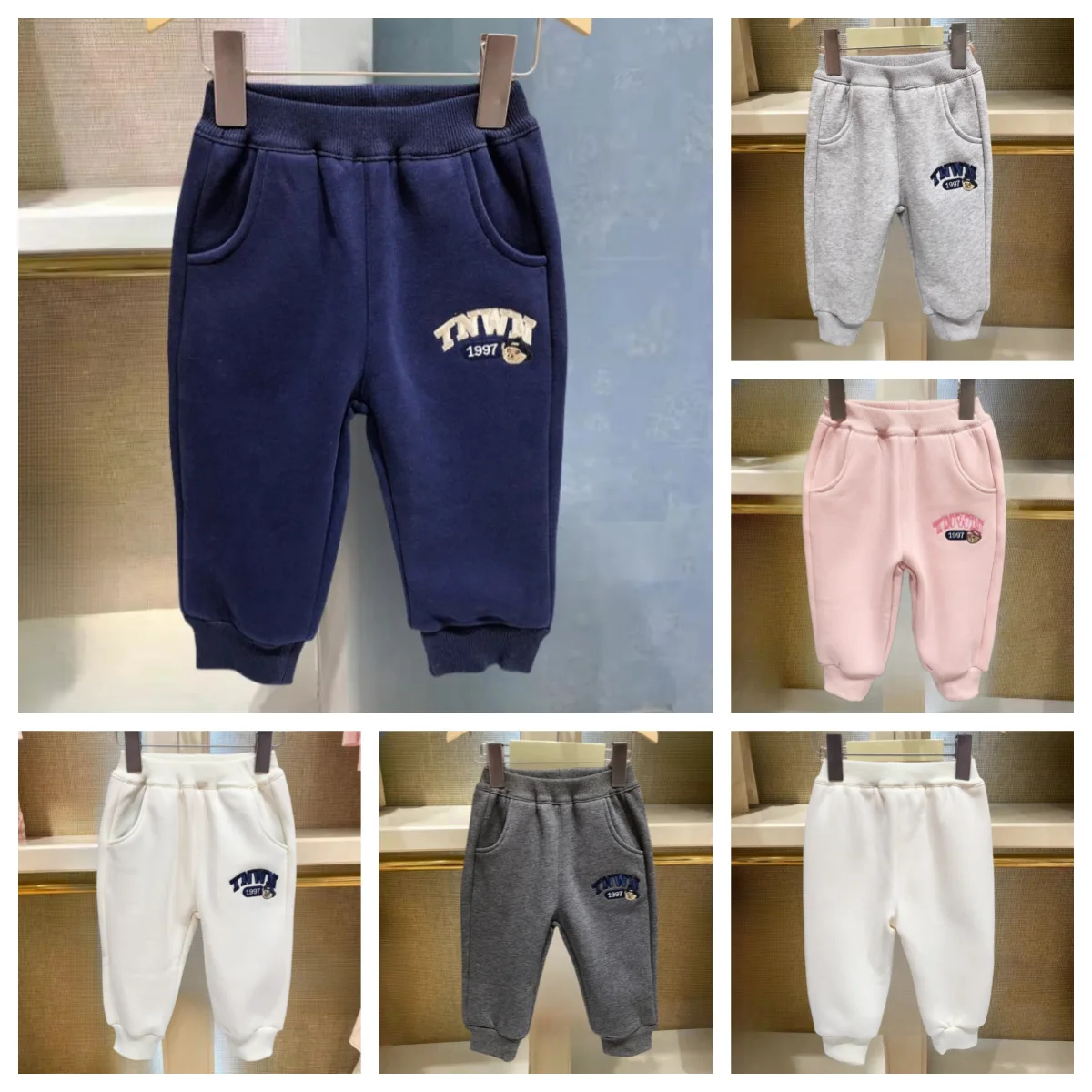 

Korean Style Winter Kids Fleece-Lined Joggers, Boys Girls Thermal Sweatpants, Casual Sports Pants Trousers Multi-Color