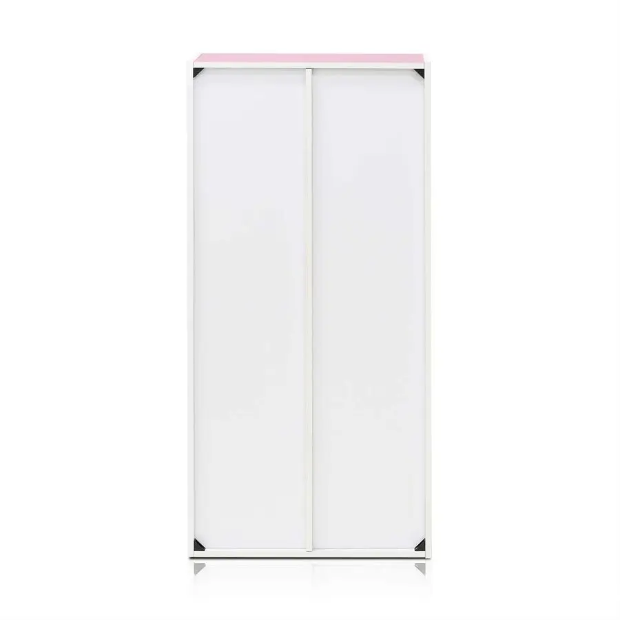 Furinno LUDER Book Shelf, 7Cube Bookshelf, Bookcase, 9.4 x 19.5 x 41.7, for Living Room, Bedroom, Home Office, White Pink