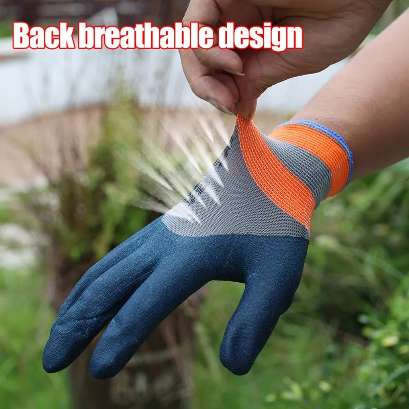 Guantes de protección laboral de goma para neumáticos, manejo de reparación de automóviles y construcción, guantes transpirables antideslizantes suaves y resistentes al desgaste