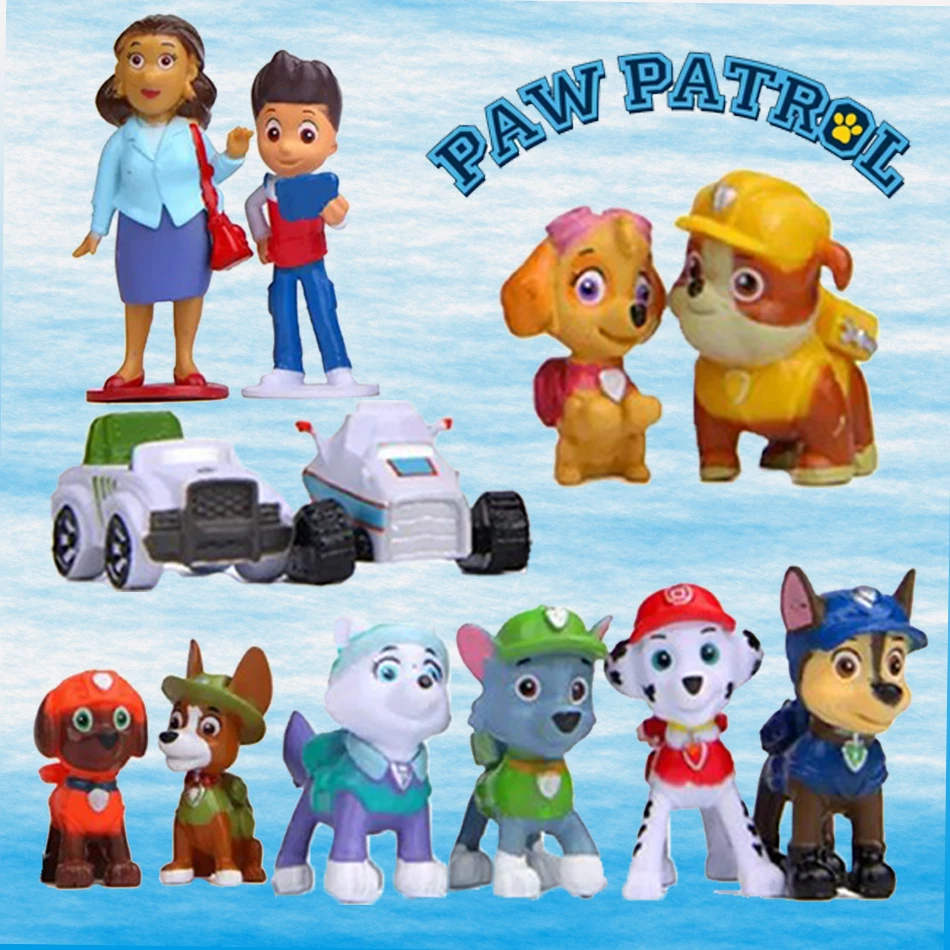 Two styles 12pcs Paw Patrol figures Pawed Canina Anime cartoon PVC model doll Toys Car Canine Children birthday Christmas gift