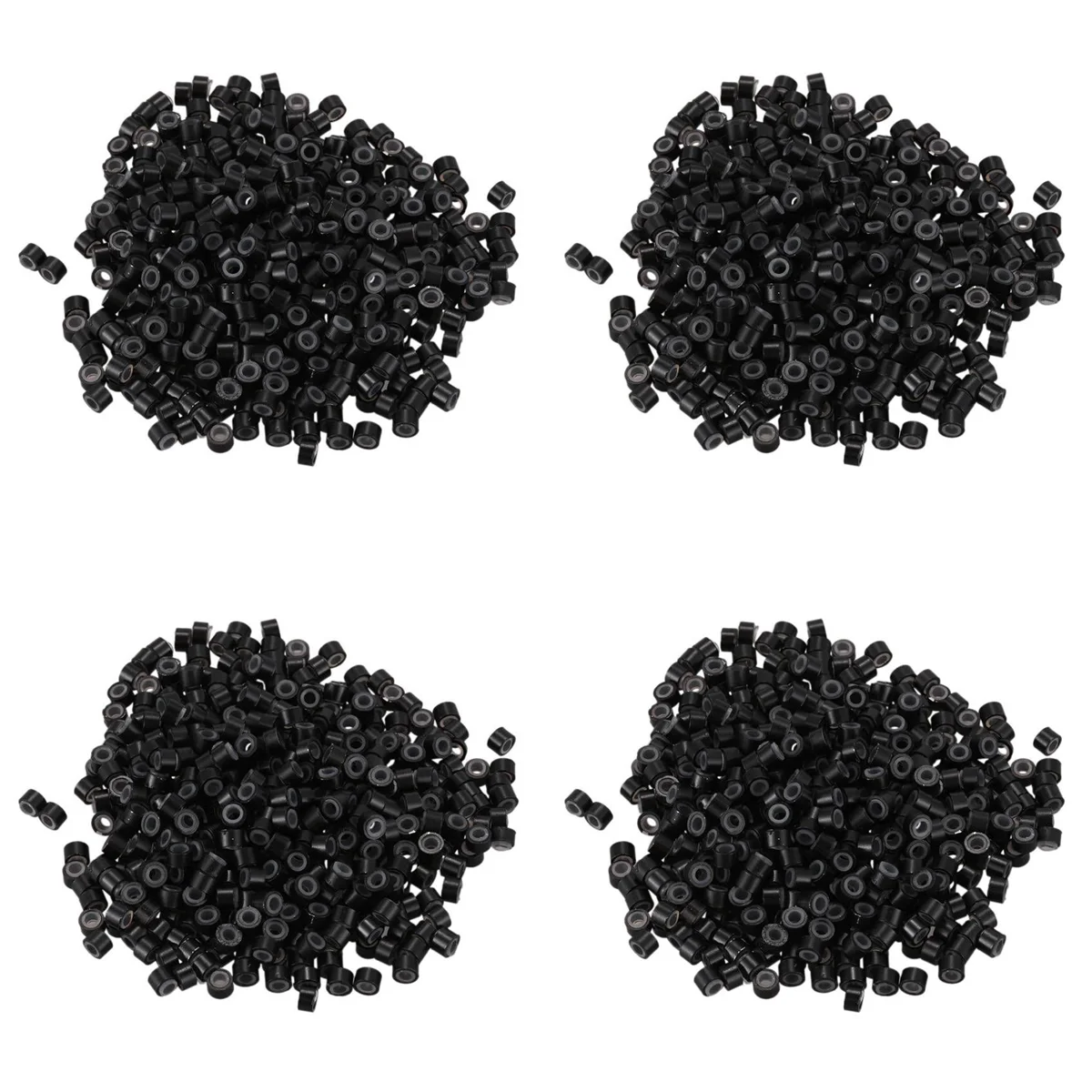 2000 Pcs Black 5mm Silicone Lined Micro-Ring Links Beads for I Stick Hair Extension Installation and Feathers