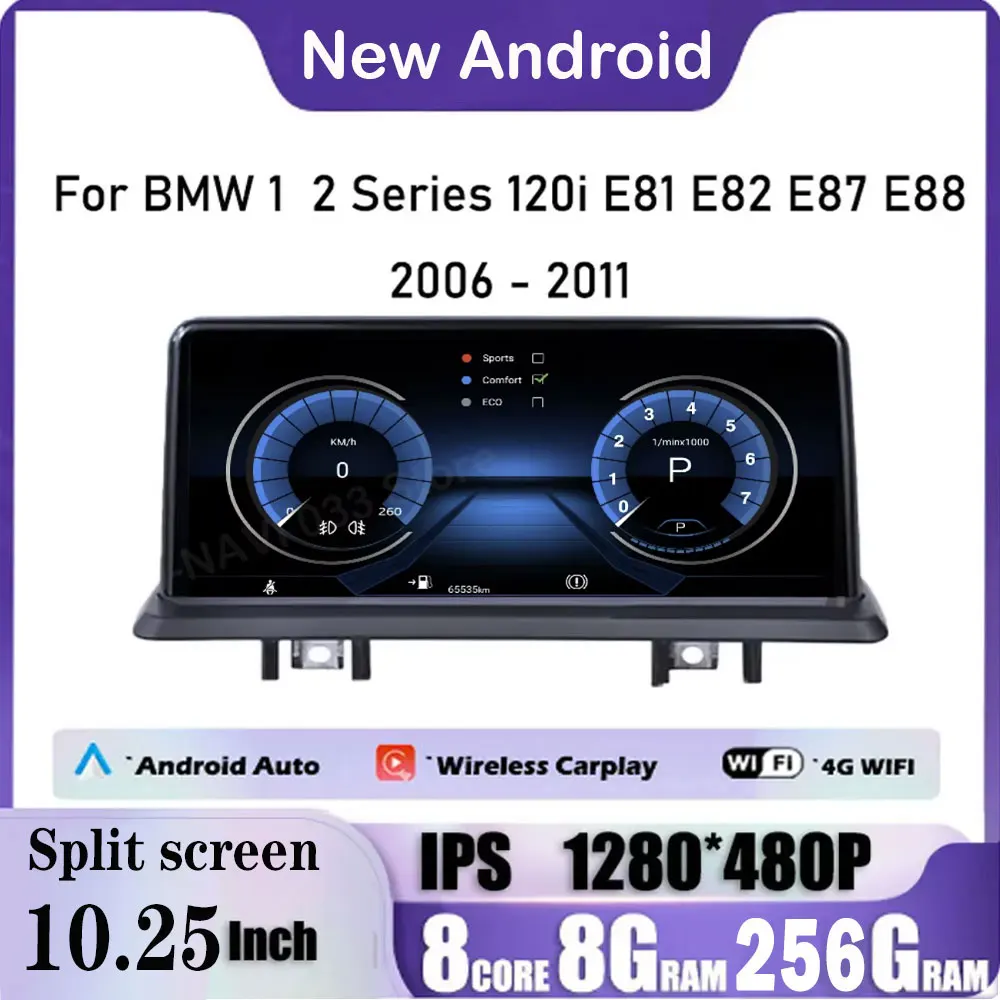 

For BMW 1 / 2 Series 120i E81 E82 E87 E88 2006 - 2011 IPS 10.25" Screen Android 14 Car Video GPS Navigation Player Radio Stereo