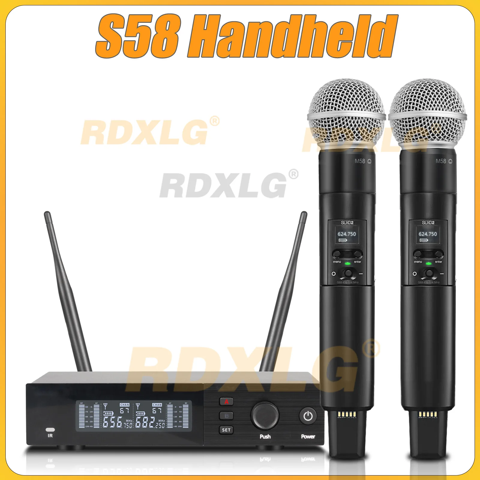 Topkwaliteit! SLXD4 Professionele dubbele draadloze microfoon Stage Performance 2 kanalen 600-699 MHz UHF Karaoke Metal Handheld SLXD2