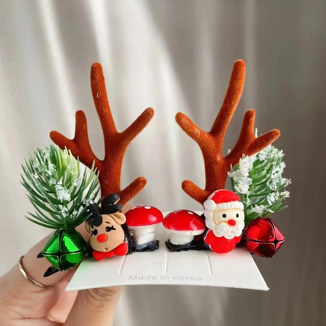 

1 Pair Kawaii Christmas Elk Ear Hair Clip Women Girl Santa Snowman Hairpin Xmas Party Barrettes for Kids Cosplay Headwear