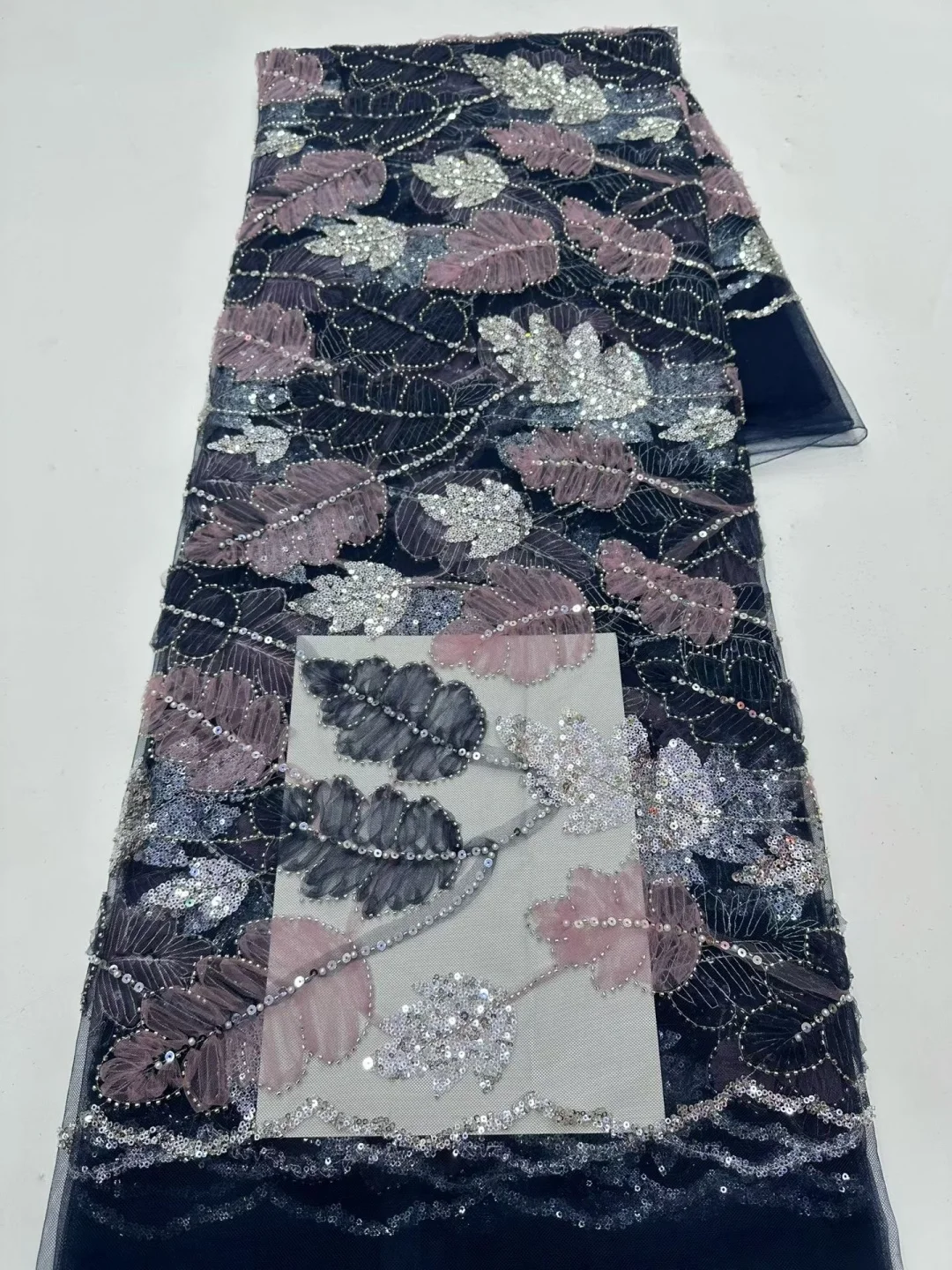 

African Luxury Sequins Lace Fabrics 2026 Latest Beaded Embroidery French Tulle Mesh Lace Fabric Material for Party Wedding