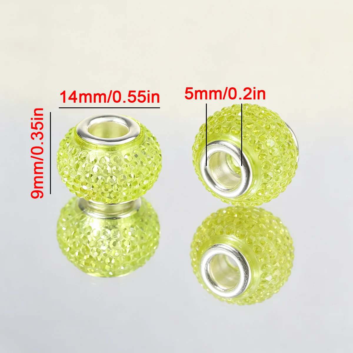 14mm Resin Green Color Bayberry Large Hole Round Beads DIY Handmade Jewelry Making Accessories for Necklace Bracelet Supplies