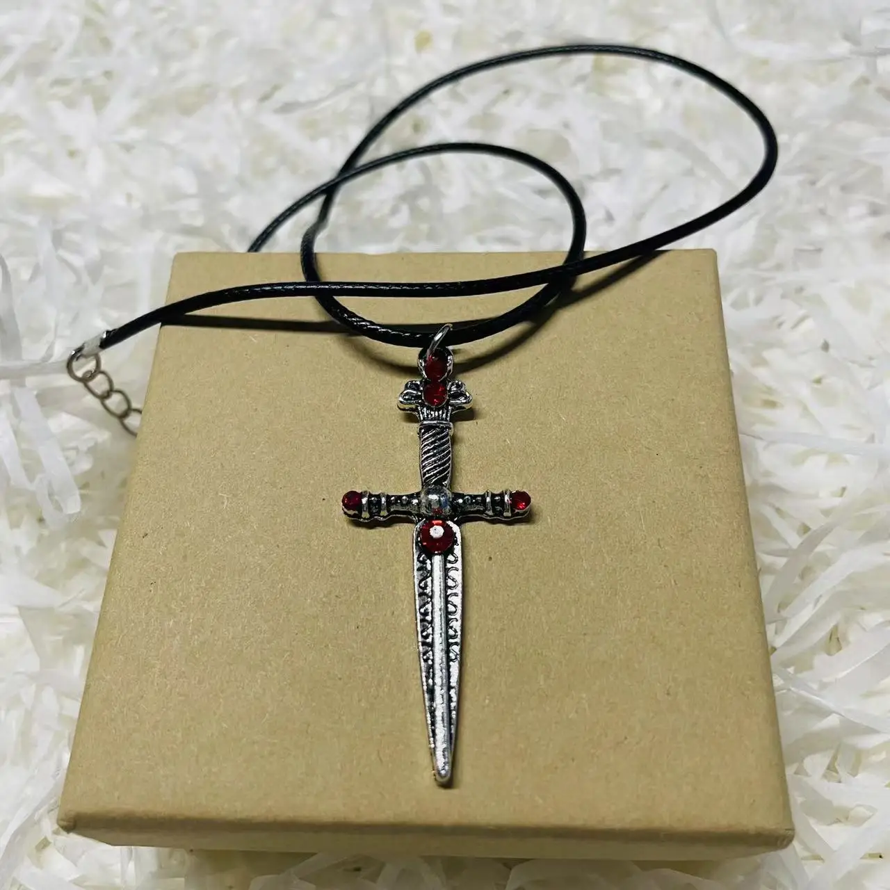 Godric Sword Model Pendant Necklace Box 2Pcs Set Horcrux Destruction Sword Halloween Cosplay Accessories Christmas Gift Present