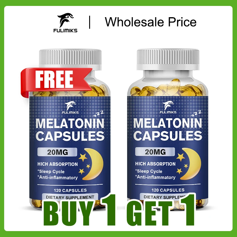 

Buy 1 Get 1 Free! Melatonin 20mg Capsules, Help Fall Asleep Faster & Fight Insomnia, Improve Sleep Quality, Support Immunity