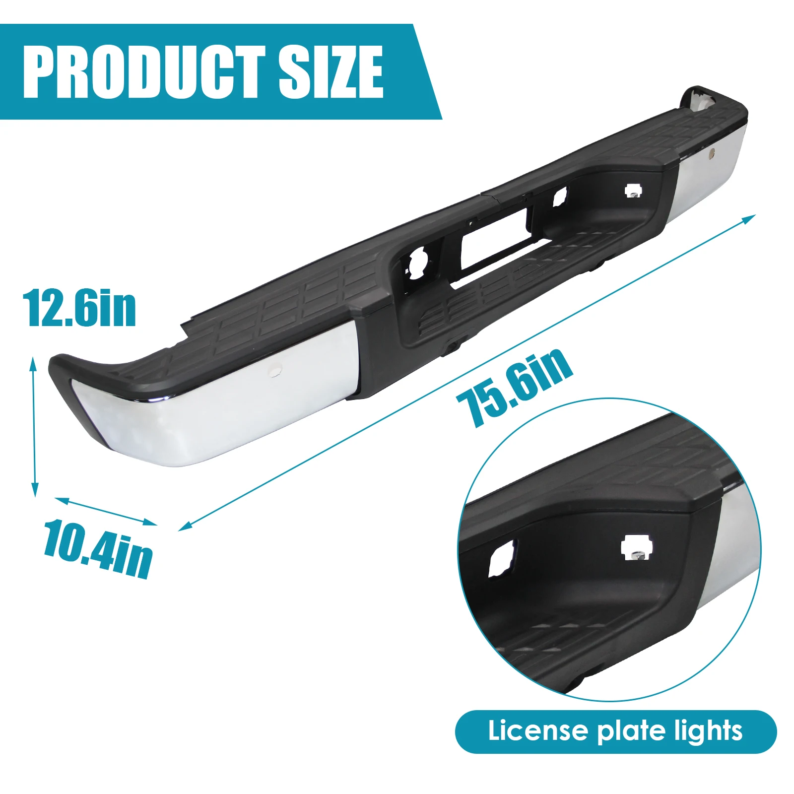 Parachoques paso trasero para Chevy Silverado GMC Sierra 07-13 1500 con orificio para sensor, cromado