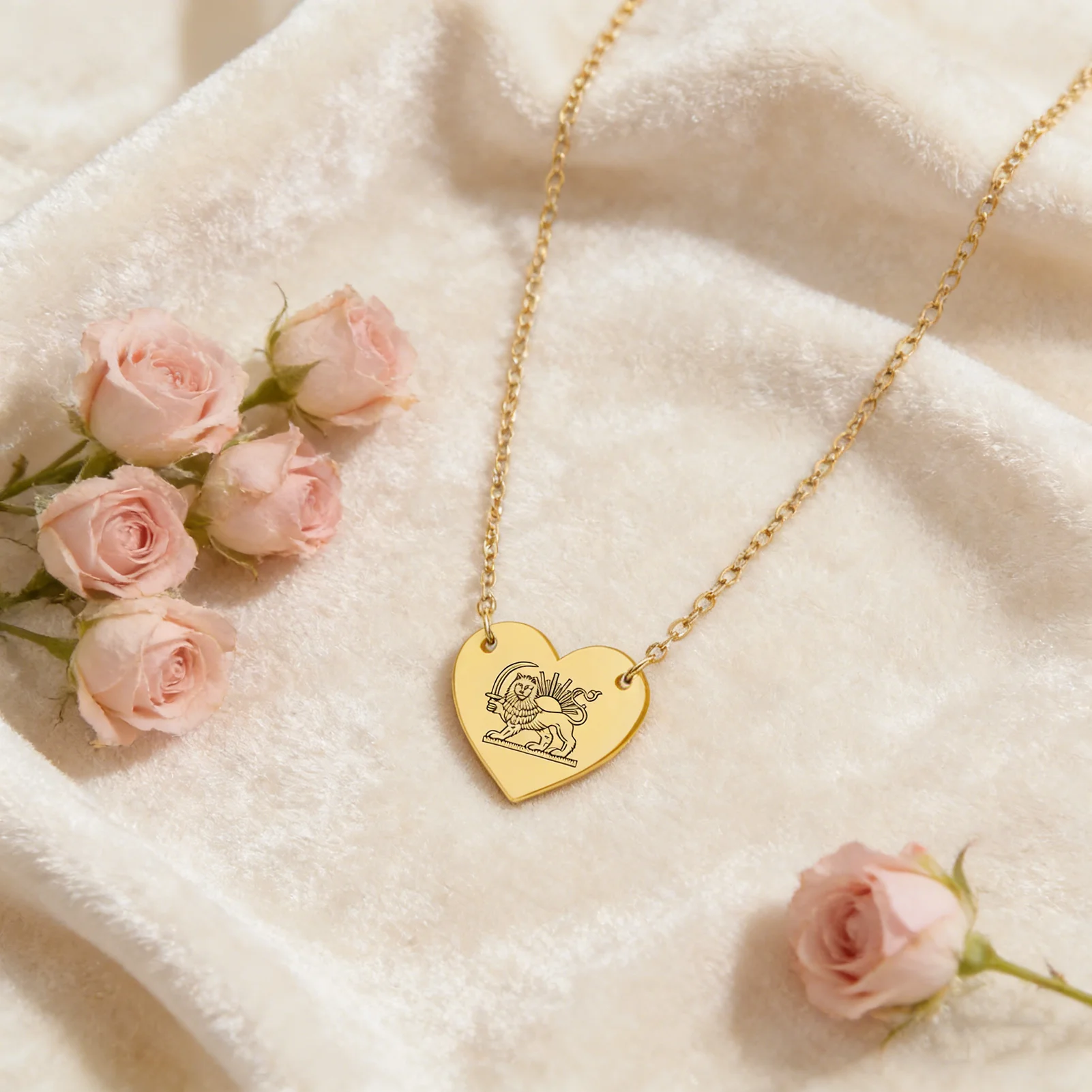 CoolTime Vintage Iranische Halskette mit historischem Löwen- und Sonnenherz-Anhänger für Damen und Herren, klassisches Iran-Symbol, Persien-Schmuck, Geschenk – Detail 6
