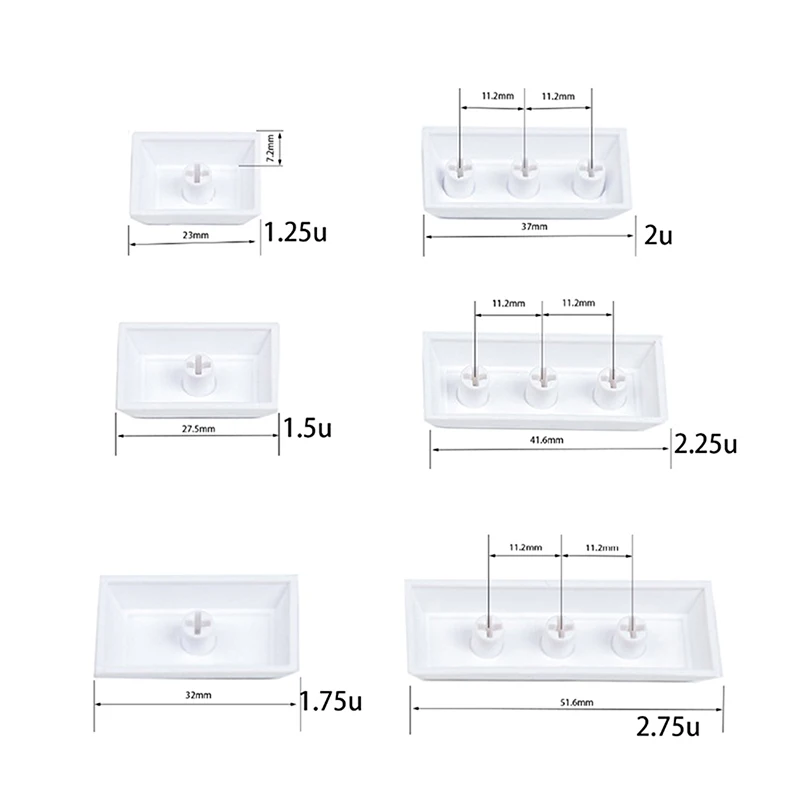 9PCS/Set PBT Space Keycaps Profile Keycap PBT Space Keycaps 1.25/1.5/1.75/2/2.25/2.75U Split Spacebar Black White