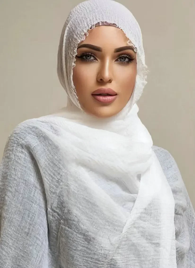 Crinkle Cotton Hijab Scarf Women Turban Big Size Muslim Shawl Plain Bandana Breathable Women\'s Shawls Foulard Hijab Hood Ramadan