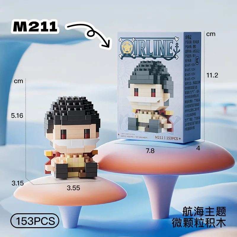 Neue ONE PIECE Sonnengott Nika Luffy Micro Action Block Chopper Ace Buggy 3D Anime Modell Bausatz Mini Bausteine Figuren Spielzeug als Geschenk