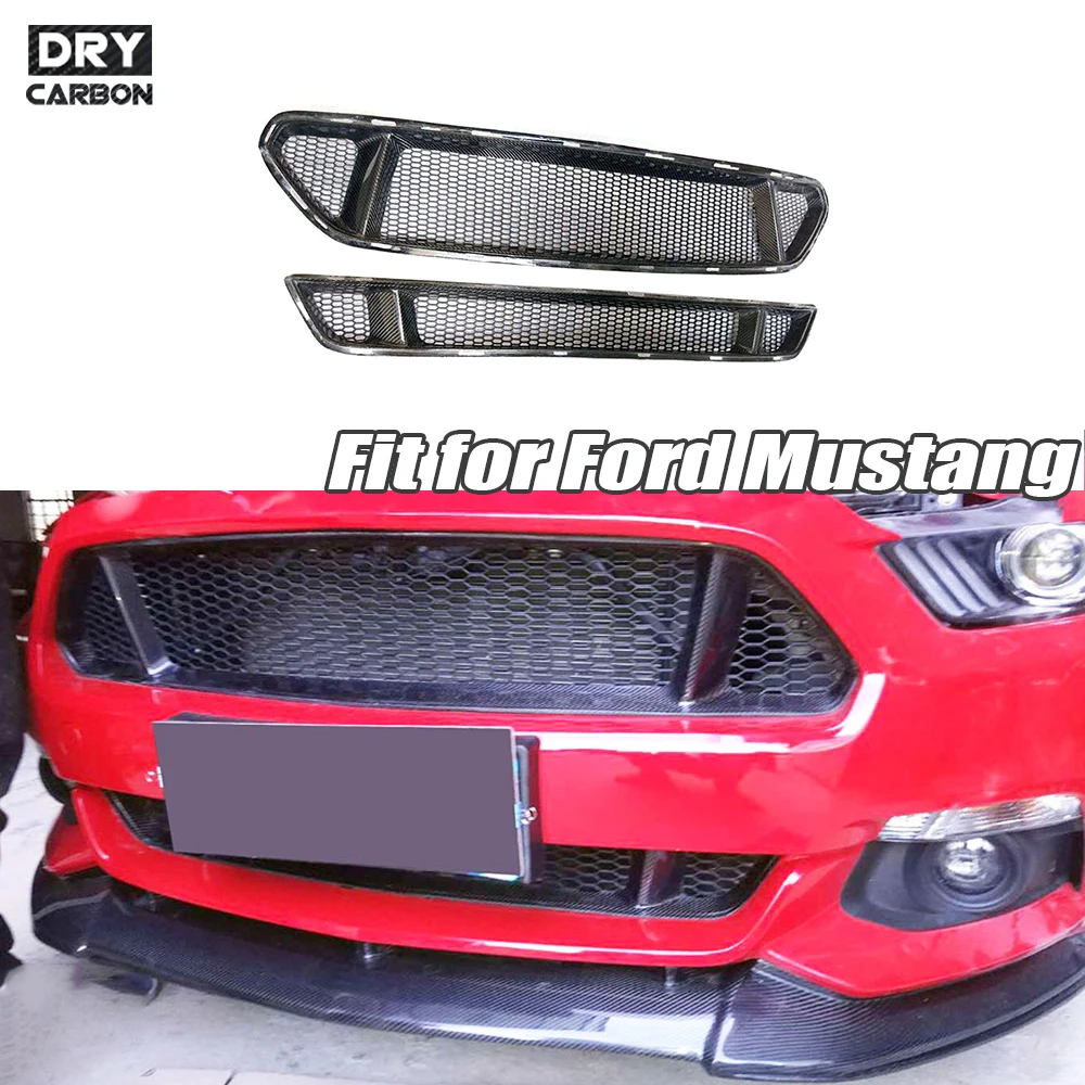 

Carbon Fiber Material Car Front Bumper Grille Car Decoration For Ford Mustang 2015 2016 2017 FRP Front Cover Styling