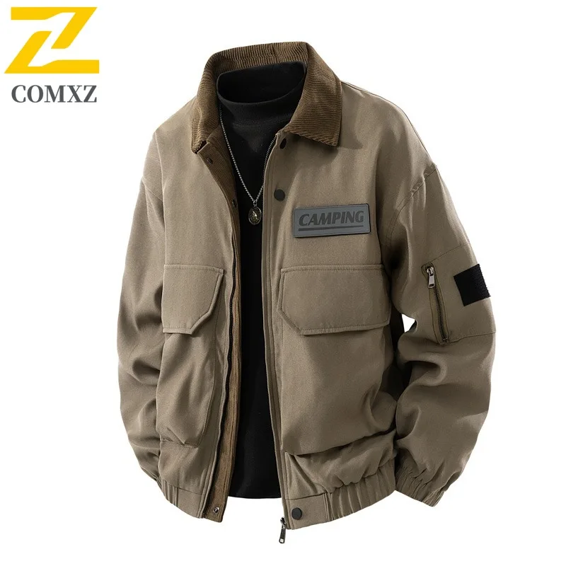 

COMXZ 2025, винтажная куртка для сарая, пальто из двух предметов Maillard, прочная осенняя верхняя одежда унисекс больших размеров, легкая