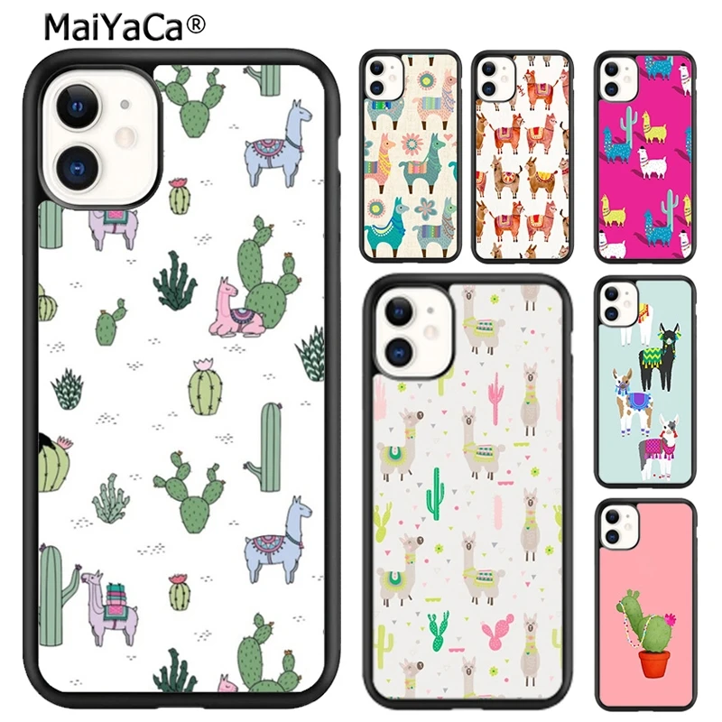 MaiYaCa Llama Alpaca Face Animal Cactus Phone Case Cover For iPhone 16 15 SE2020 6 6s 7 8 plus 11 12 mini 13 14 pro max 