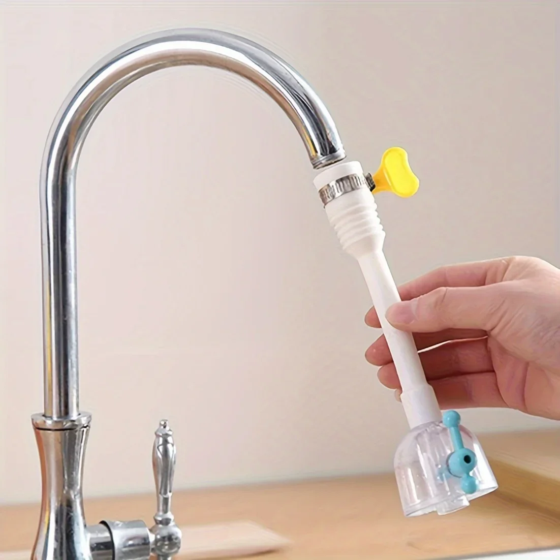 1pc Faucet Filter, Kitchen Connector Splash-proof Shower Head,Telescopic Extension Swivel Water Filter 360° Rotating Water Purif