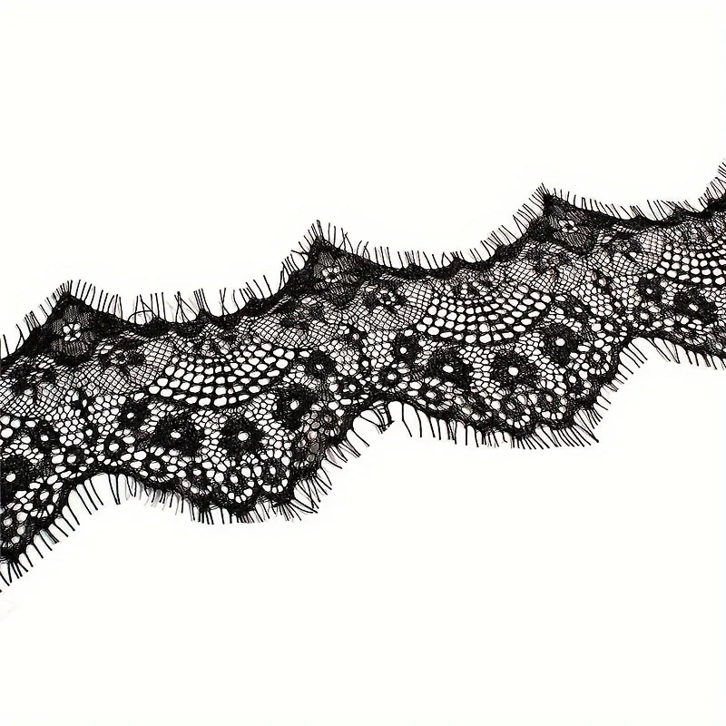 Preto e bege cílios Lace Trim, Floral fita bordada para costura, artesanato, roupas, casa, decoração do casamento, 17.11 Polegada