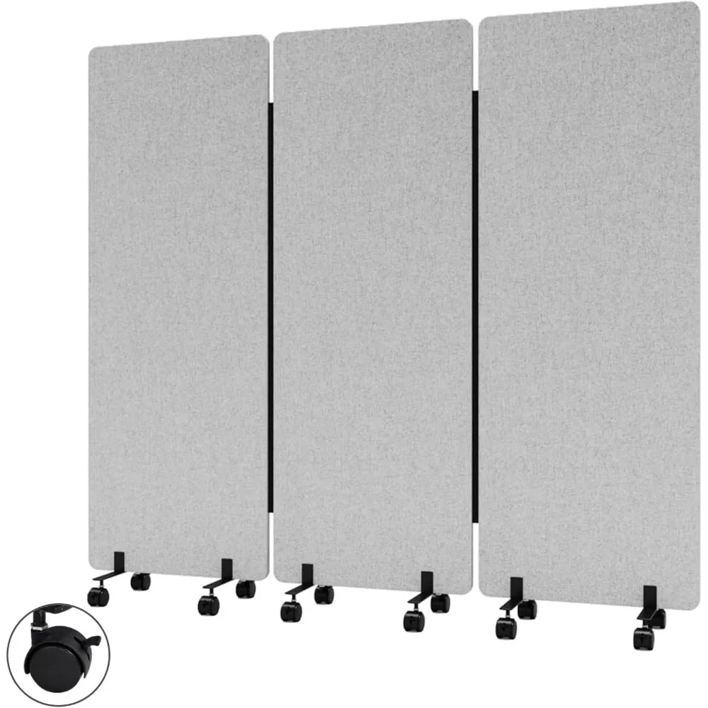 

72 X 66 Office Partitions, 3 Panel Sound Proof Dividers for Office Partition, Room Divider Privacy Panel with Wheels, Portable T