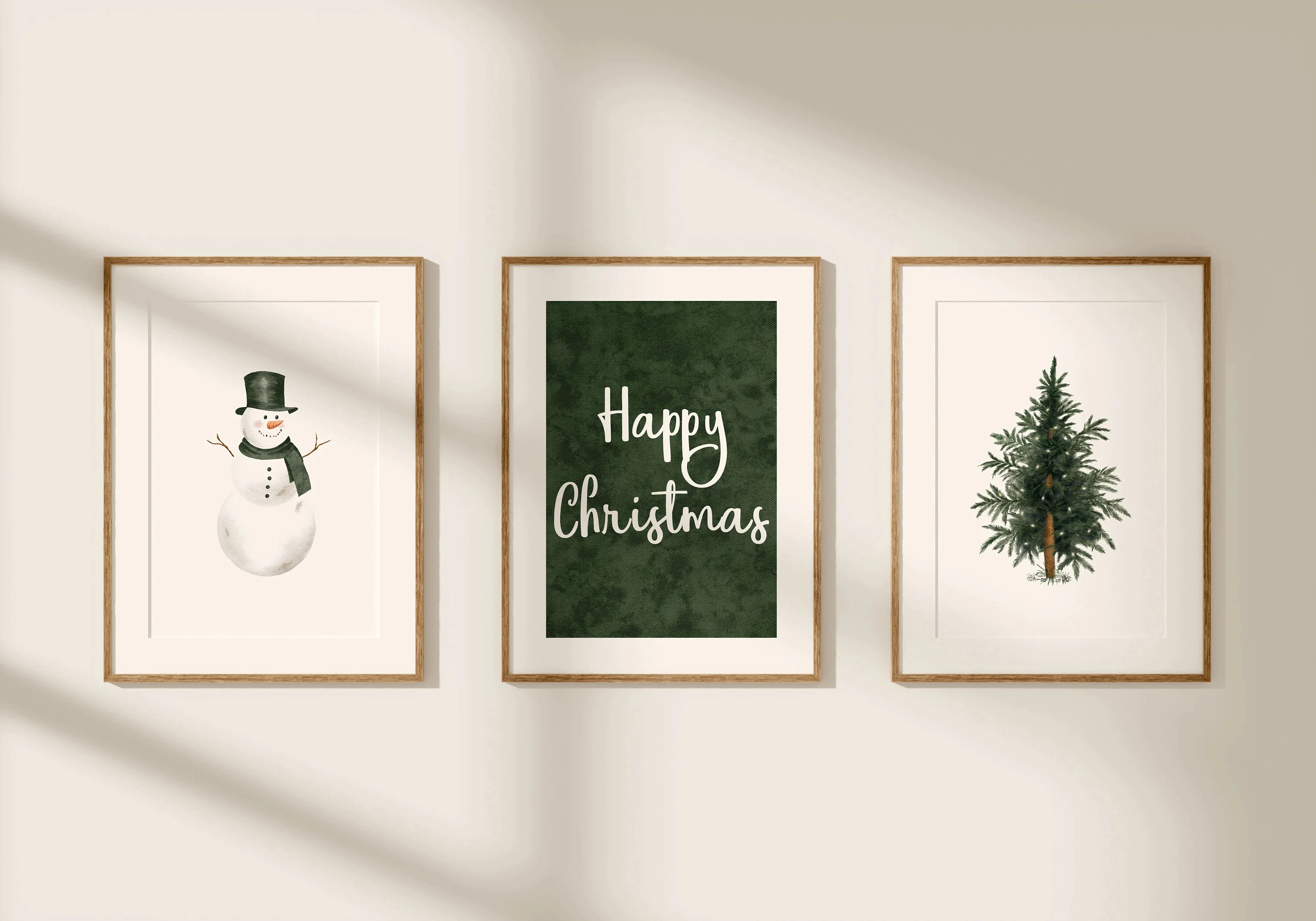 3pcs frameless Canvas Painting 3Pcs Christmas Wall Poster Watercolor Snowman Christmas Tree Happy Christmas Print Winter Holiday