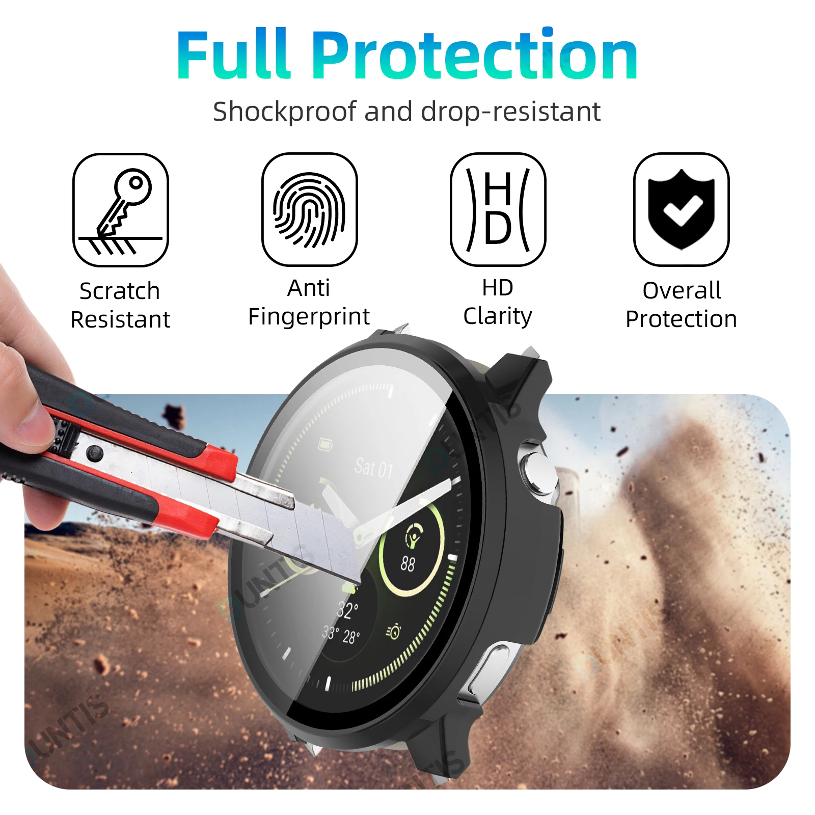 Custodia in vetro + PC per Garmin Venu 4 41MM / 45MM Paraurti rigido Accessori per copertura protettiva in vetro temperato Ultra-HD integrato