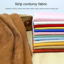 Striped Corduroy Fabric By Meter for Needlework Clothes Coats Pants Skirt Diy Sewing Soft Thick Wearable Cloth Plain Black Brown