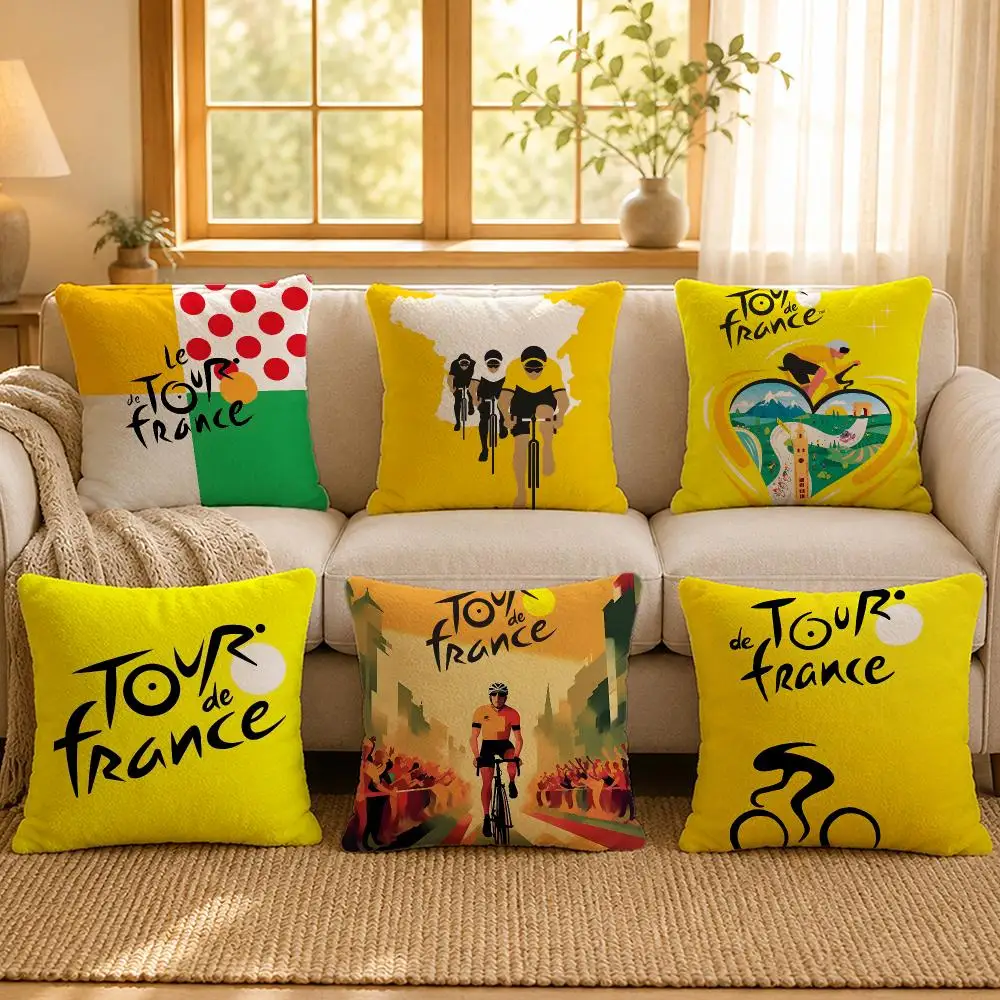 Cycling Tour De France Racing Cushion Cover Personalized Short Plush Cushion Cover Sofa Pillowcase Bedroom Home Decor Gift
