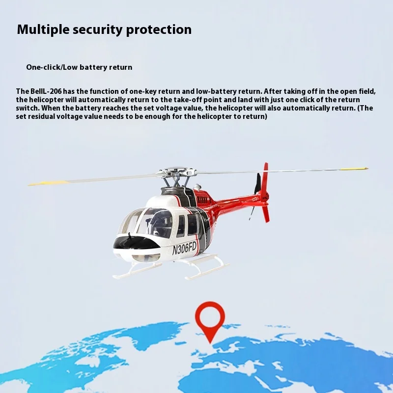 Helikopter zdalnie sterowany 470 Class Bell Bell-206, model samolotu, 4-pole, symulacja, zdalne sterowanie, H1 Ace, kontrola lotu H2, GPS, samostabilizacja.