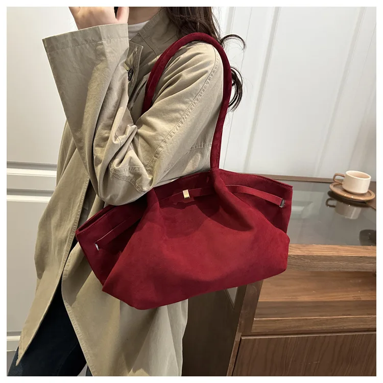 Frauen Faux Wildleder Schulter Tasche Casual Tote Handtasche Unterarm Eimer Geldbörse Herbst Täglichen Mode Luxus Tasche Guangzhou Hohe Qualität Tasche – Detail 13