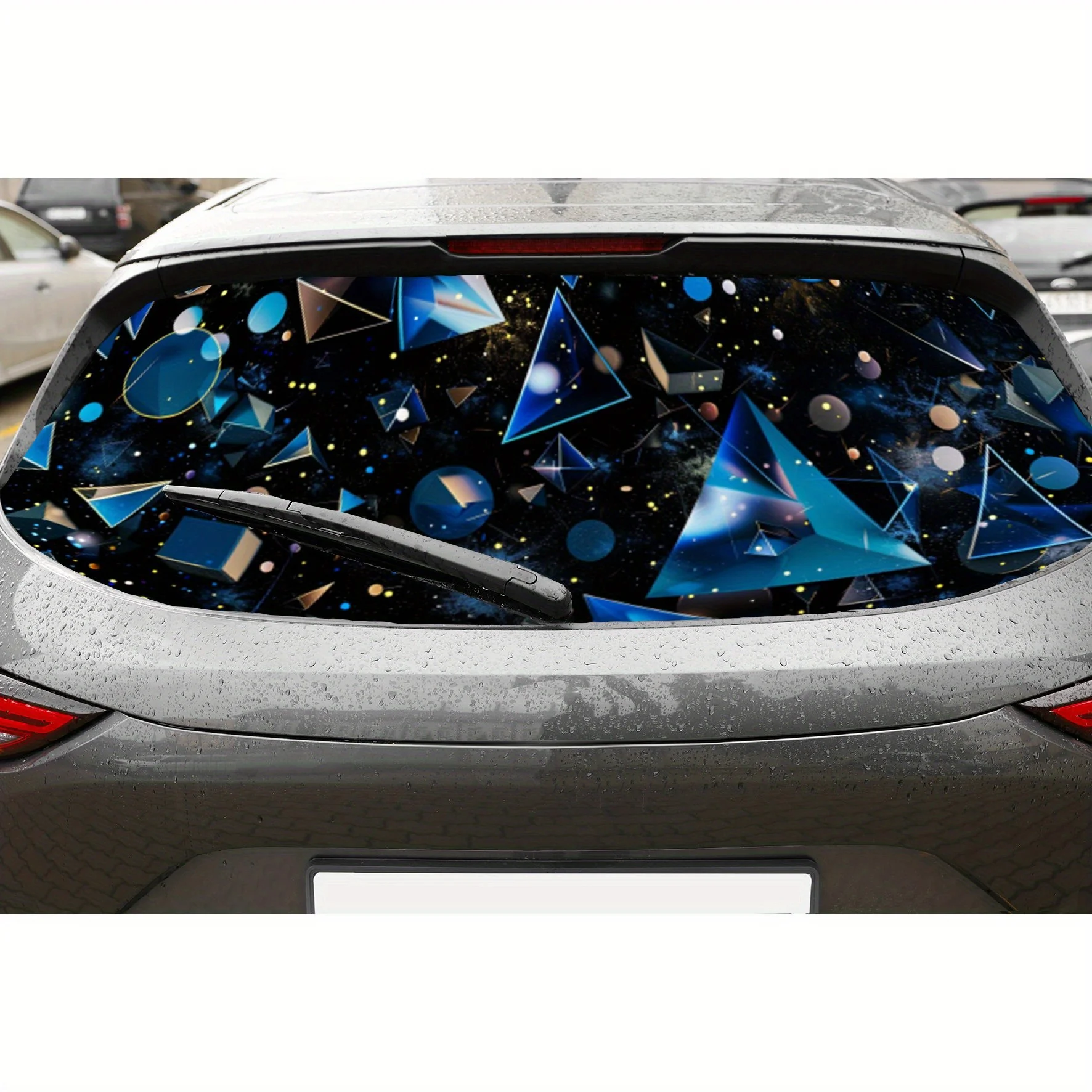 Cosmic Geometry PVC Perforated Car Vinyl Wraps, Privacy Enhancing Design for Rear Window, Car Rear Windshield Sticker for Most T