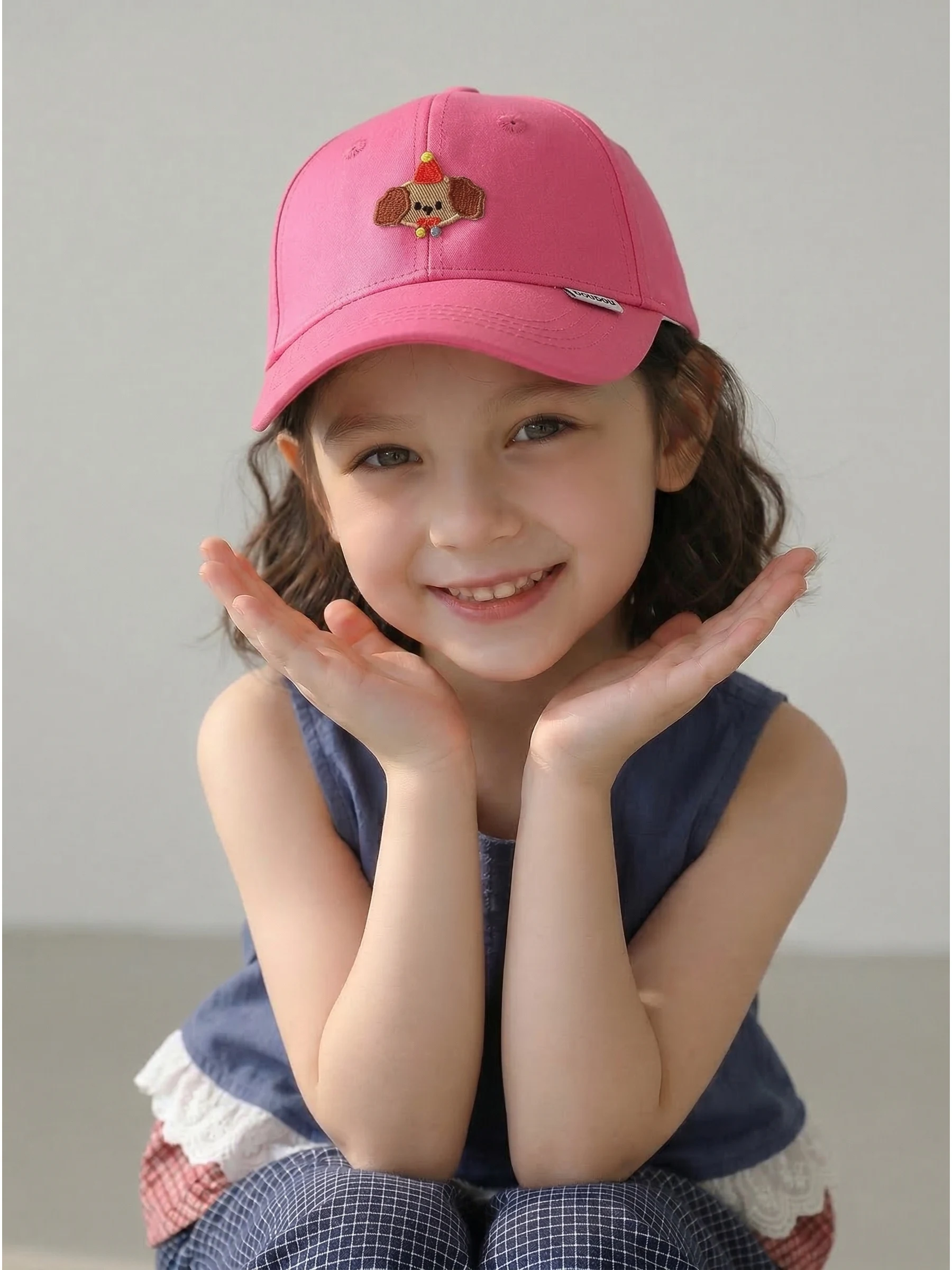 ナイツ・キーツ漫画ヒップホップ小さな犬かわいい赤い帽子ダックビルキャップベビーパーソナリティキッズ野球帽春コットンユニセックスカーリーブリム