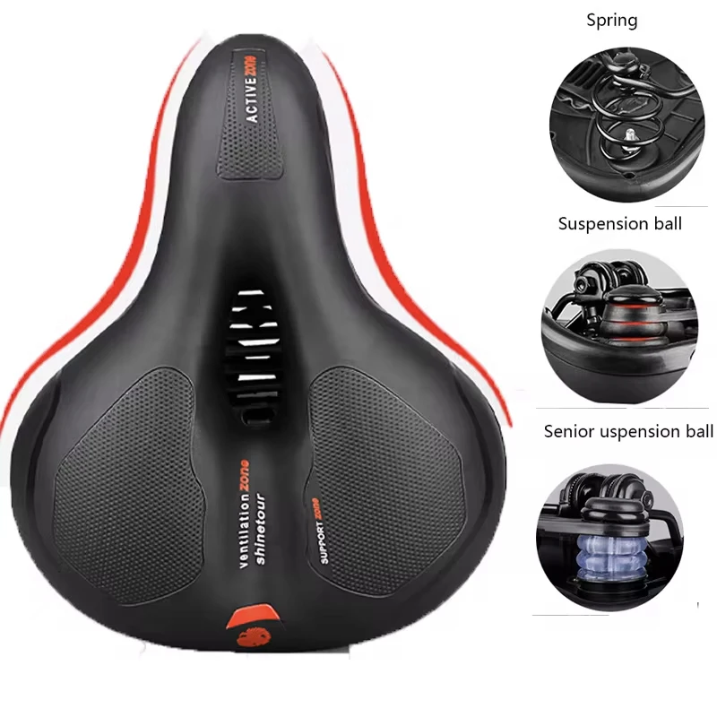 

Bike Seat Comfort Bike Saddle Mountain Bicycle Accessories for Men Women Soft Wide Bike Seat Cushion Dual Shock Absorbing with R