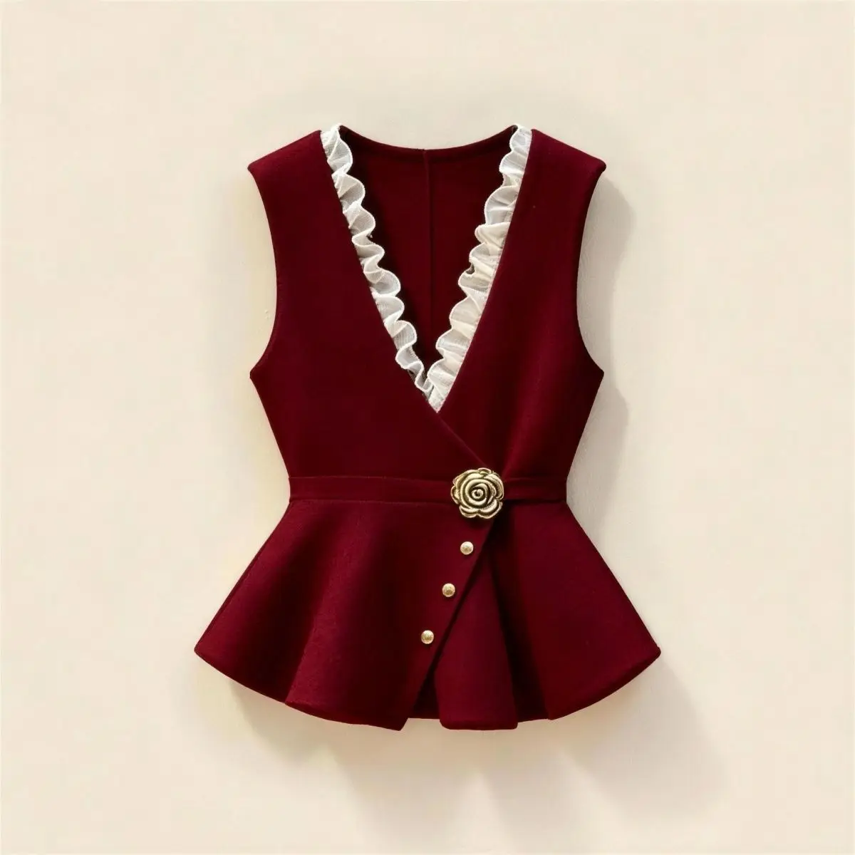 Vest Women's New Winter Models Llook Good High-End Fashionable Fashion Stacked Wear Waist Pinched White Hnitted Coat White