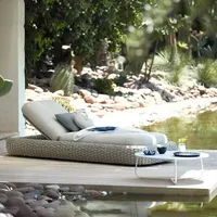 Outdoor Rattan Aluminum Recliner Bed Sun Lounger/Sofa Elegant For Swimming Pool, Beach, Garden, High Quality