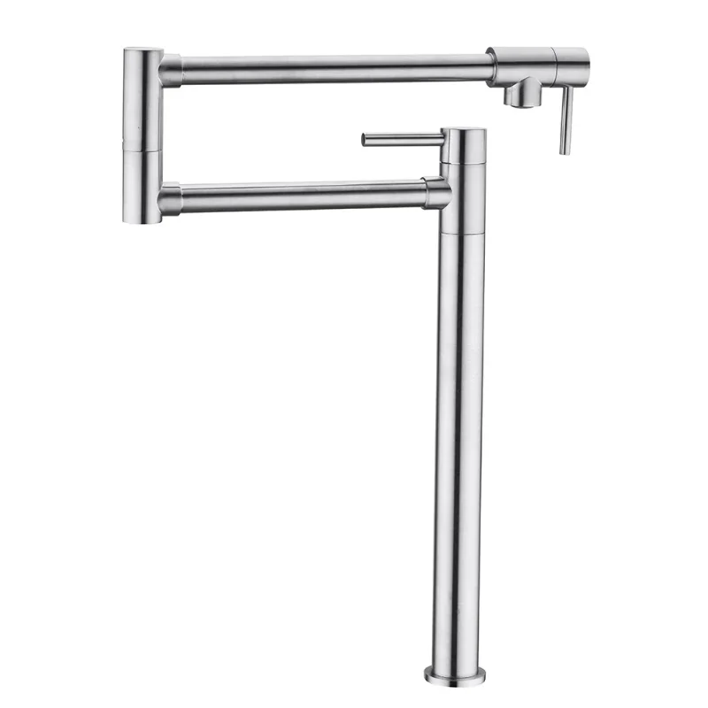 Chrome Folding Faucet Kitchen Swing Arm Sink Taps Mixer Single Handle Two Basin Water Faucet