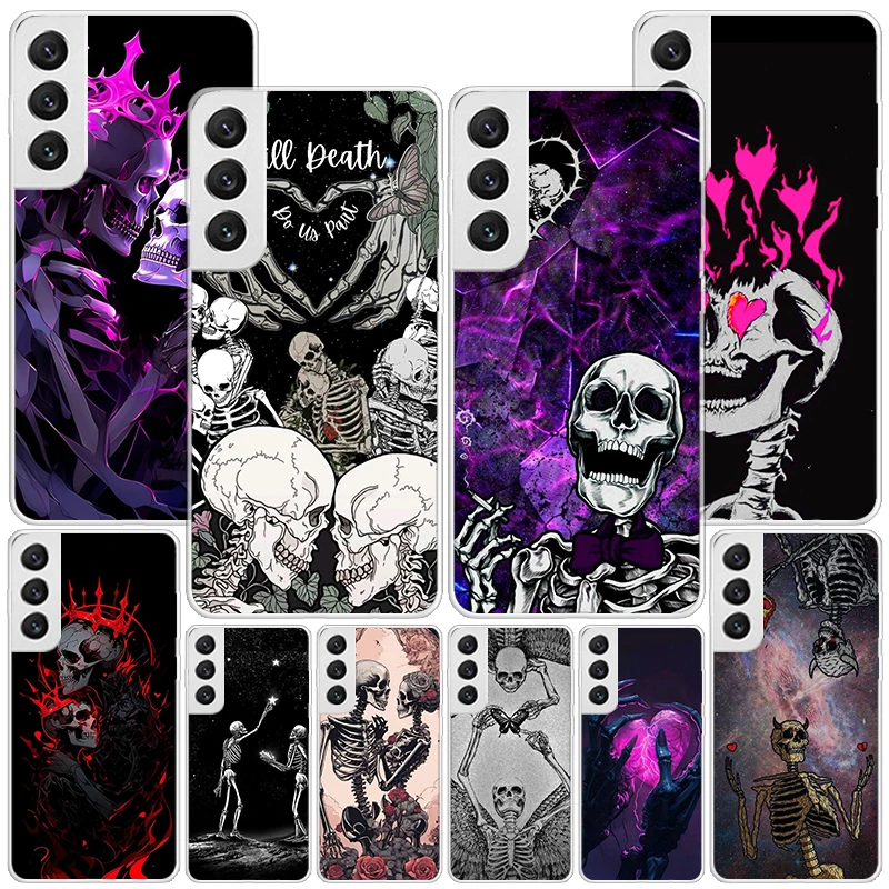 Anatomy Skeleton Heart Lovey Kiss Phone Case For Samsung Galaxy S24 S23 S22 S21 Ultra S10 Plus S20 FE S10E S9 S8 + Soft Cover Co