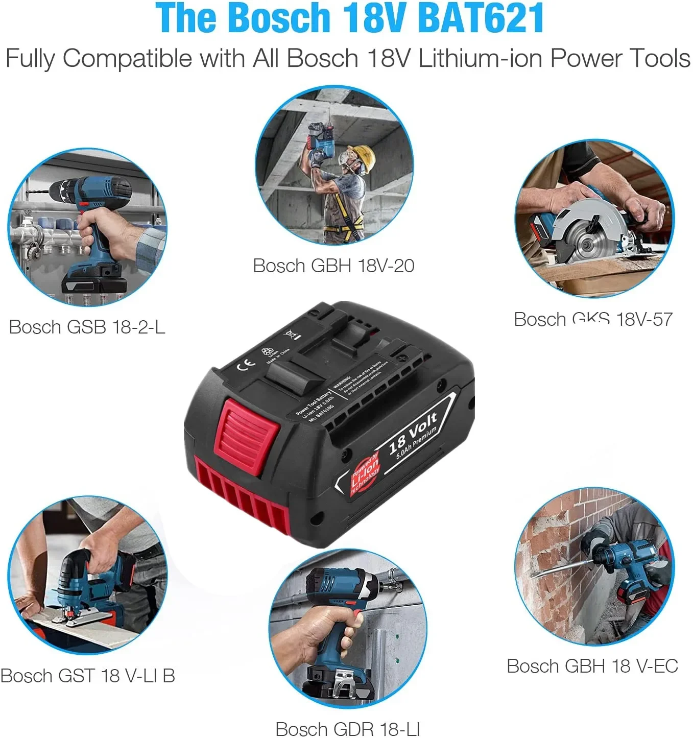 1-3Pack 18V 5000mAh Lithium Ion Replacement Battery for . 18V BAT620 BAT622 BAT609 BAT618 SKC181-202L Cordless Power Tools